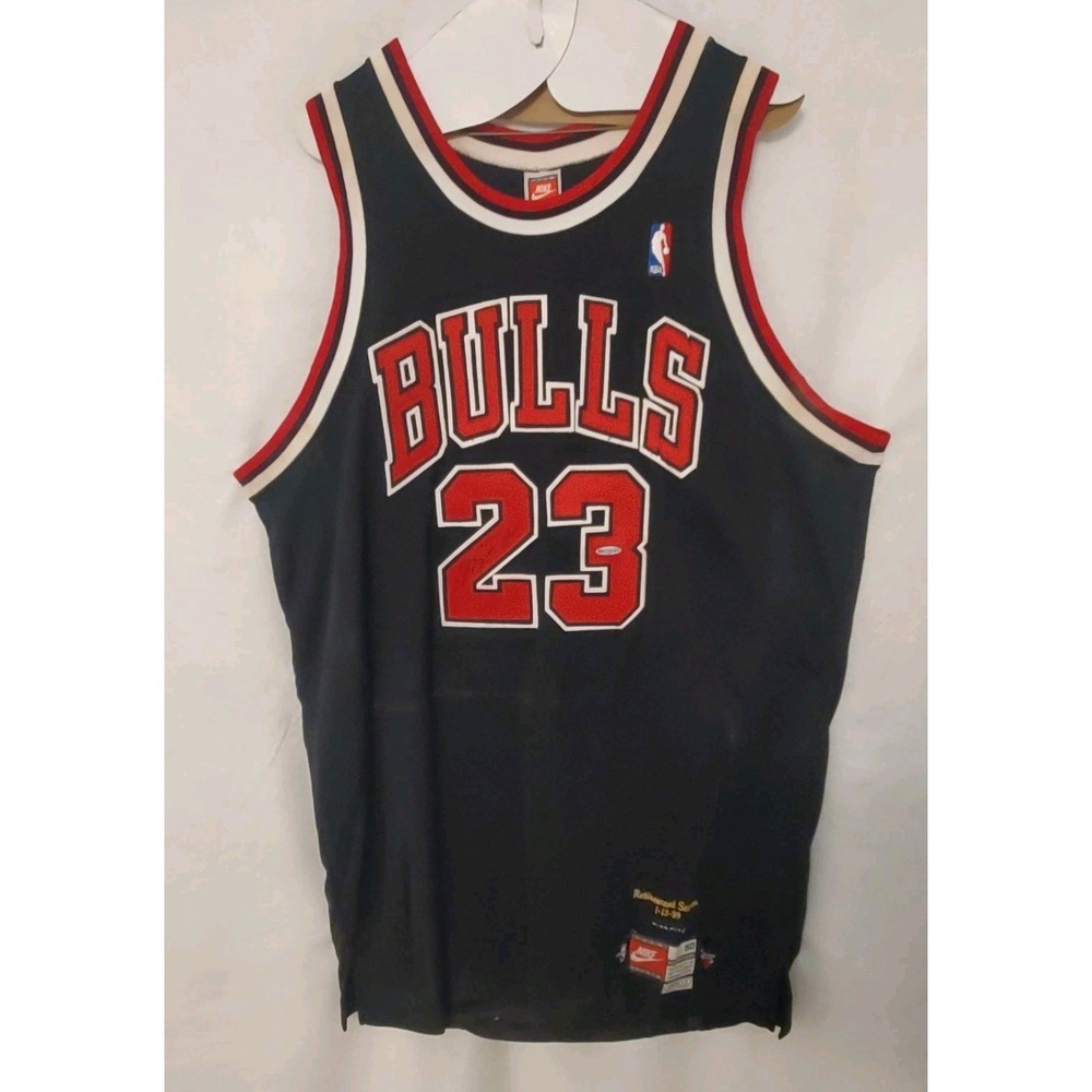 Michael Jordan Autographed Black Retirement Jersey with Upper Deck Hologram COA